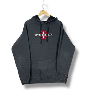 Vintage Independent Trucks Hoodie Sweatshirt Mens XL Gray Skate Embroider Grunge